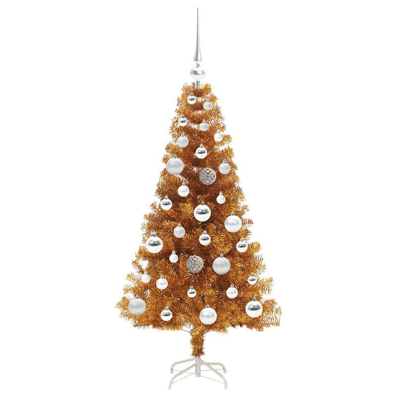 vidaXL Christmas Tree with 300 LEDs with Stand Gold PET, 3.94 ft