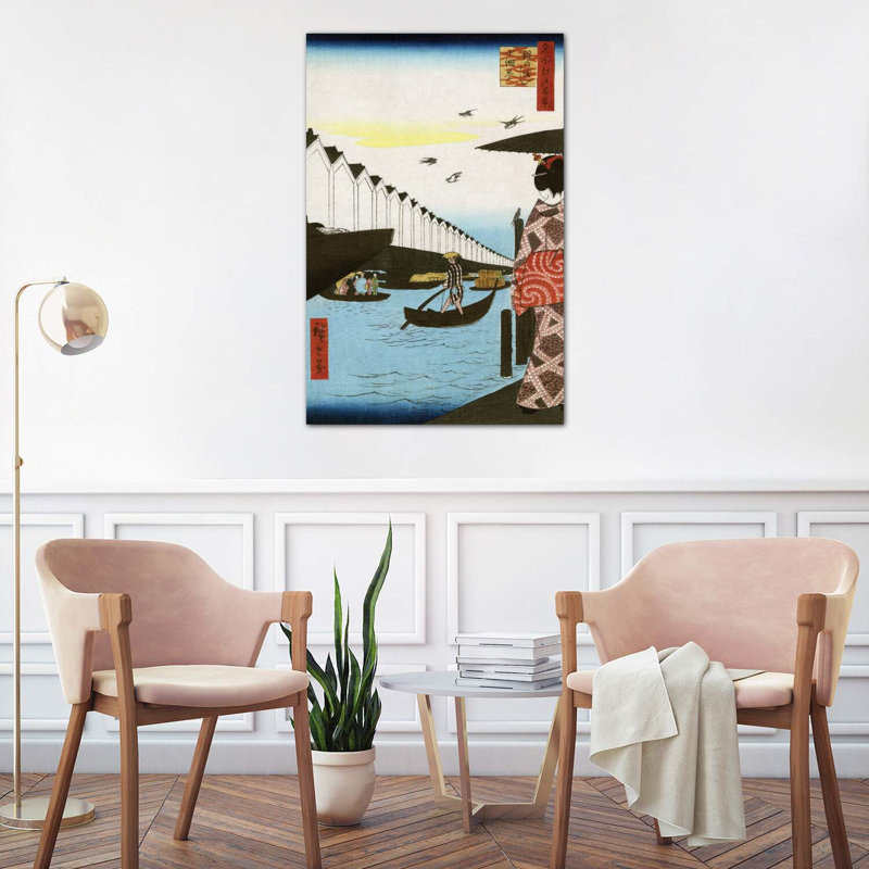Hiroshige: Waterfront, 1857 by Ando Hiroshige - Wrapped Canvas Painting, 101.6 cm H x 66.04 cm W x 1.91 cm D