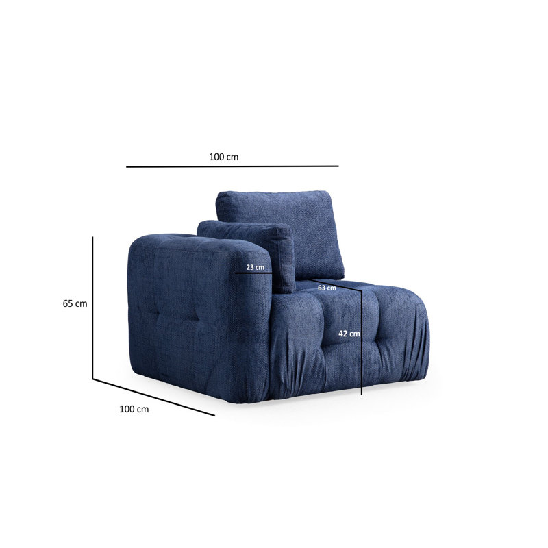 Stylish 1-Seat Sofa, Navy Blue, 39.4 x 39.4 x 25.6 inches | Beech Wood & Chipboard Frame, 100% Polyester Fabric | Includes 19.7 x 19.7 inch Pillows, Soft Grey Foam & Silicone Back Support | Perfect for Small Spaces & Modern Décor