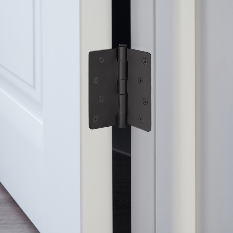 4 in. x 1/4 in. Radius Door Hinge Value Pack (3 per Pack), Matte Black