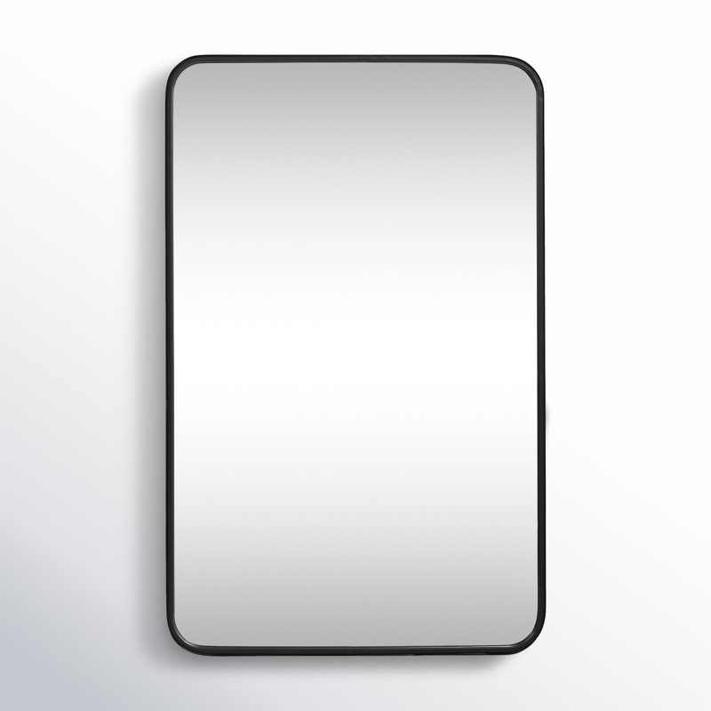 Adrienne Metal Wall Mirror, Satin Black, 38" x 24", 1