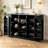U-Shaped Bar Table, Folding Tabletop With Power Outlet, Double-Door Storage Including Wine Rack And Glass Rack-107014690