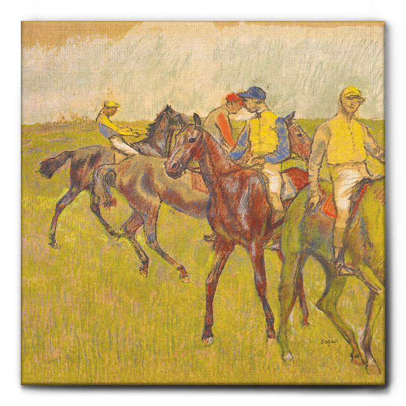 Prima Della Corsa by Edgar Degas - Square Painting on Canvas, 100cm H x 100cm W