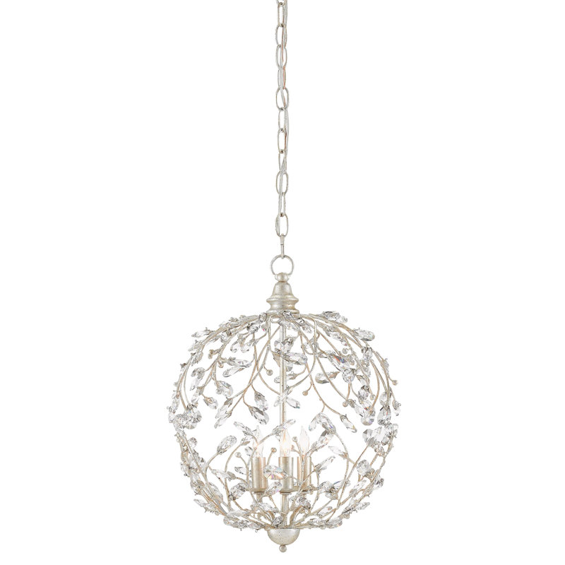 Crystal Bud 3 - Light Chandelier, Silver Granello