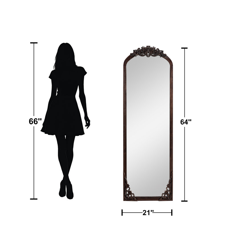 Miroir rétro avec cadre sculpté, Gris anthracite, 64 po x 21 po