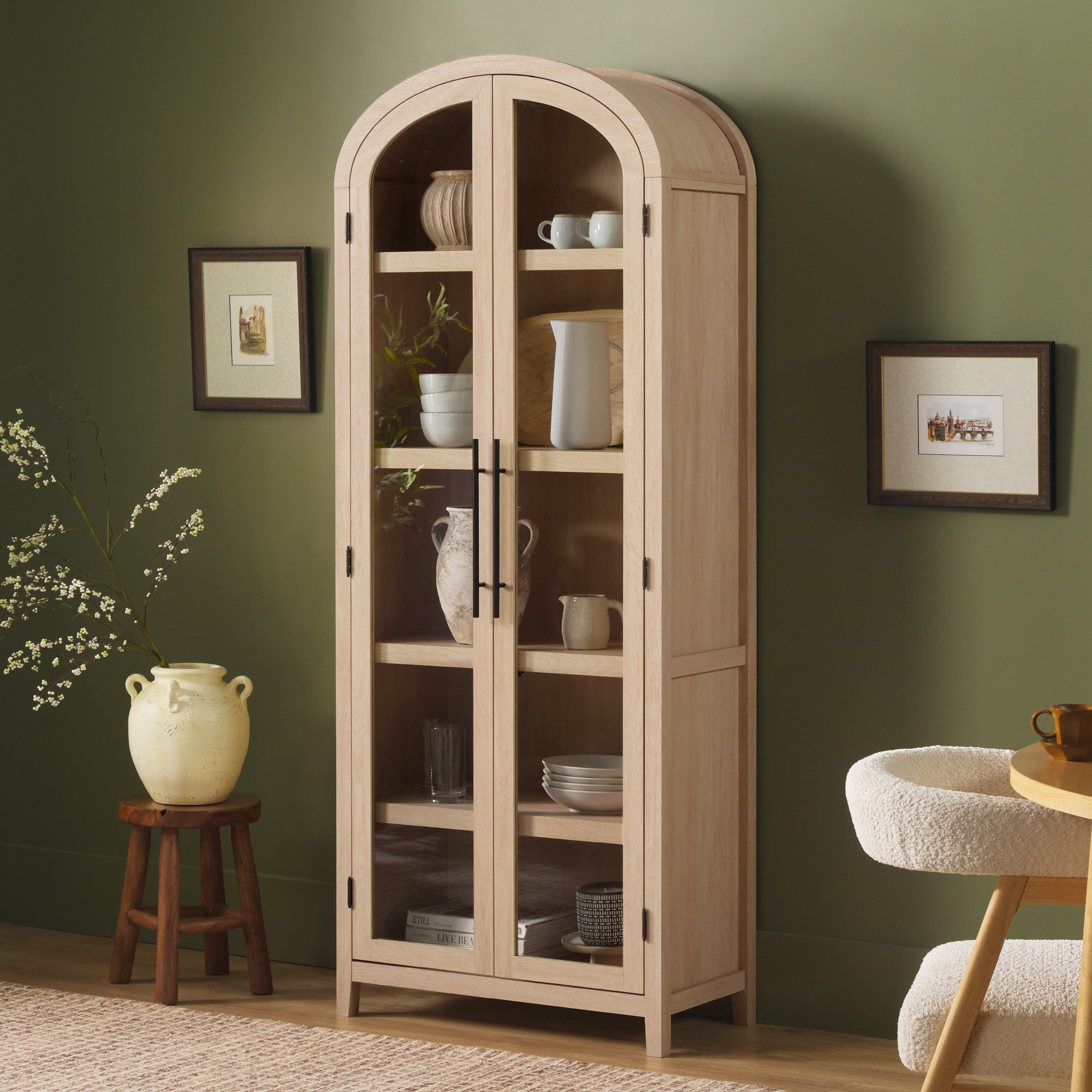 Modern bookshelf with glass doors hotsell