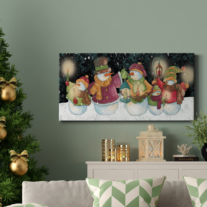 Toile tendue avec châssis de Noël de qualité supérieure - prête à être accrochée, H 24 po x l 12 po x P 1 po