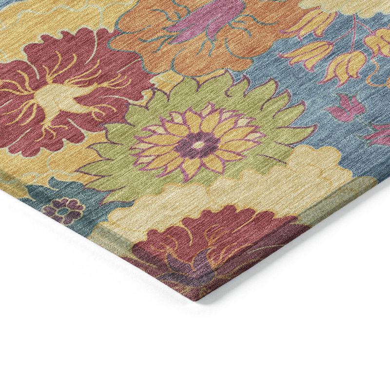 Tapis floral intérieur / extérieur lavable à la machine Matteson ACN2293, Rectangle 5 pi x 7 pi 6 po