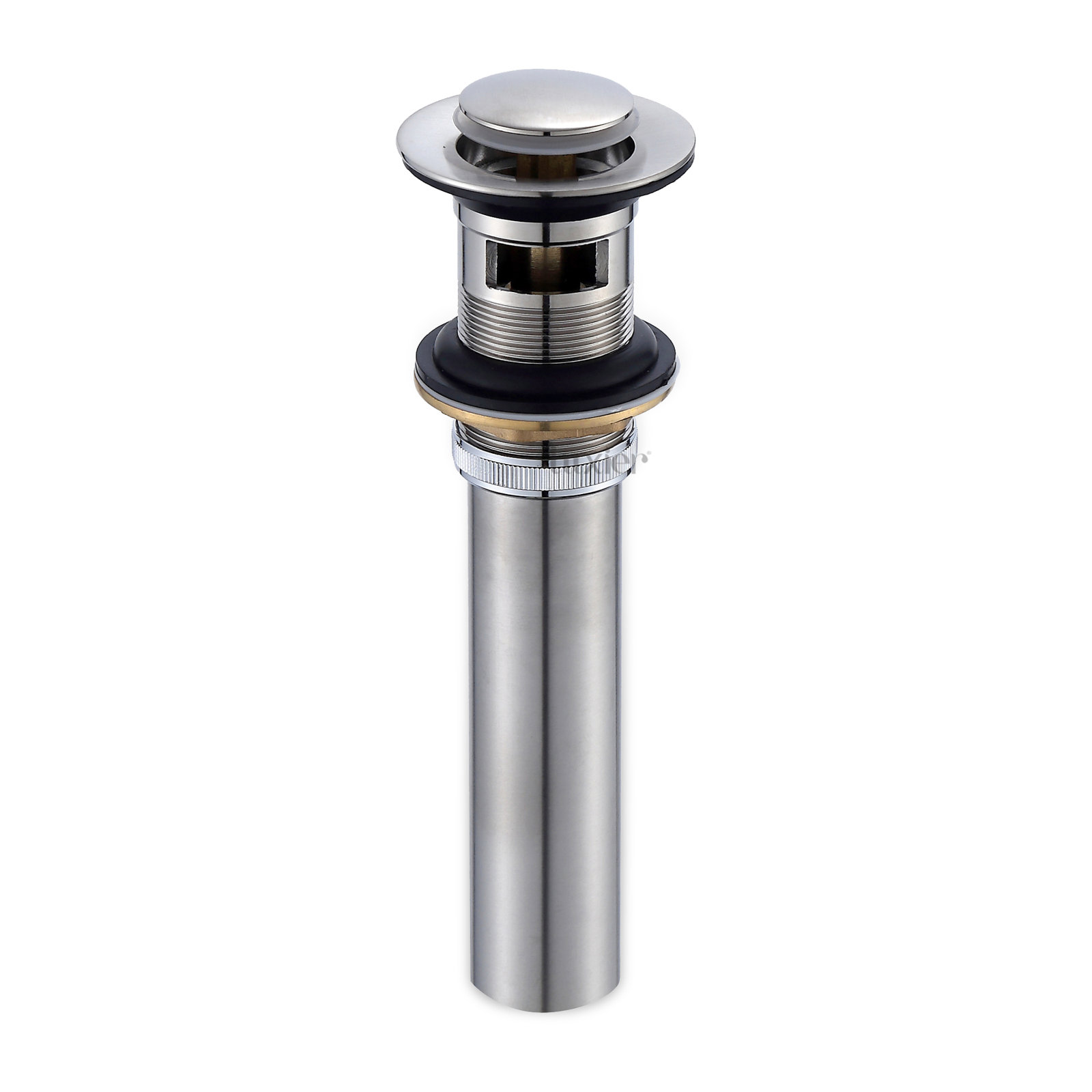 Pop-Up Bathroom Sink Drain Stopper with Overflow, Brushed Nickel