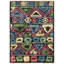 Tapis de bois one-of-kind-noué la 2010 shalimar noir/bleu/rose 4 pi 2 po x 5 pi en laine de 10 po Céline