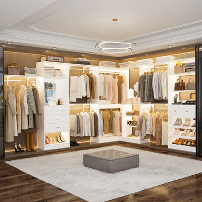  132’’ x 96'' Closet System with Wooden Drawers(Adjustable Width)