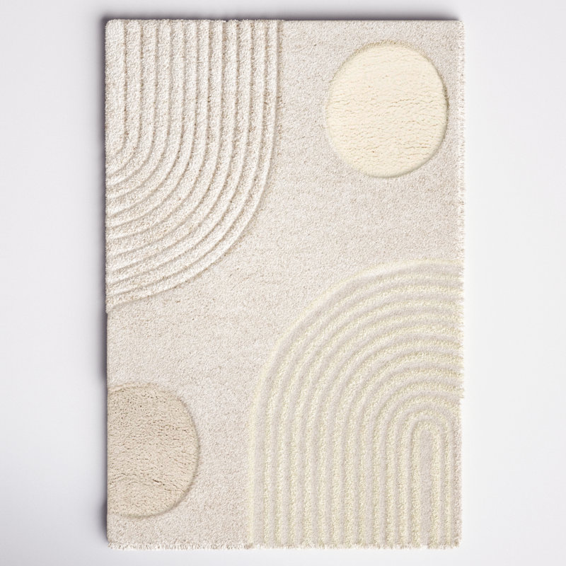 Hazy Swirl Abstract Shag Area Rug, Square 6'