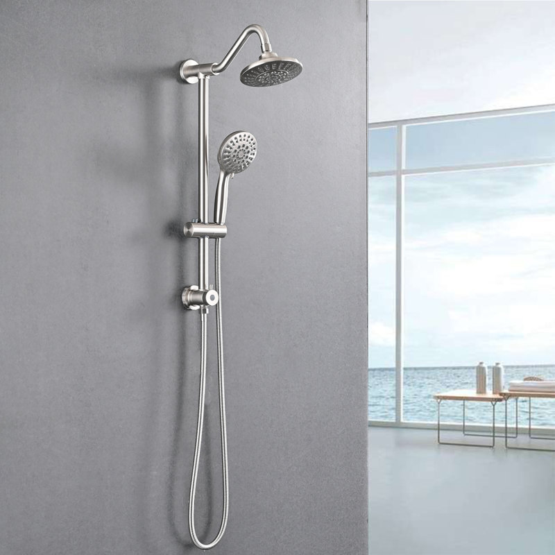 6 Inch Rain Shower Head With Handheld Shower Head Bathroom Rain Shower System, Brushed Nickel