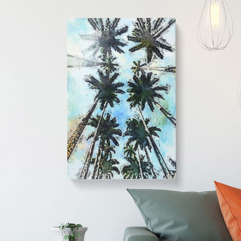 Palm Trees Stretching Upwards In Abstract - Wrapped Canvas, 91cm H x 60cm W x 3cm D