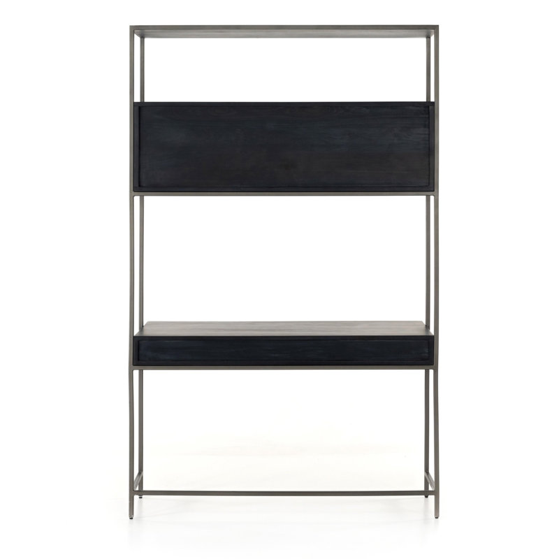 Trey Solid Wood Modular Writing Desk, Black Wash Poplar