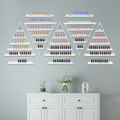 5-Tier Wall-Mounted Triangular Nail Polish Racks