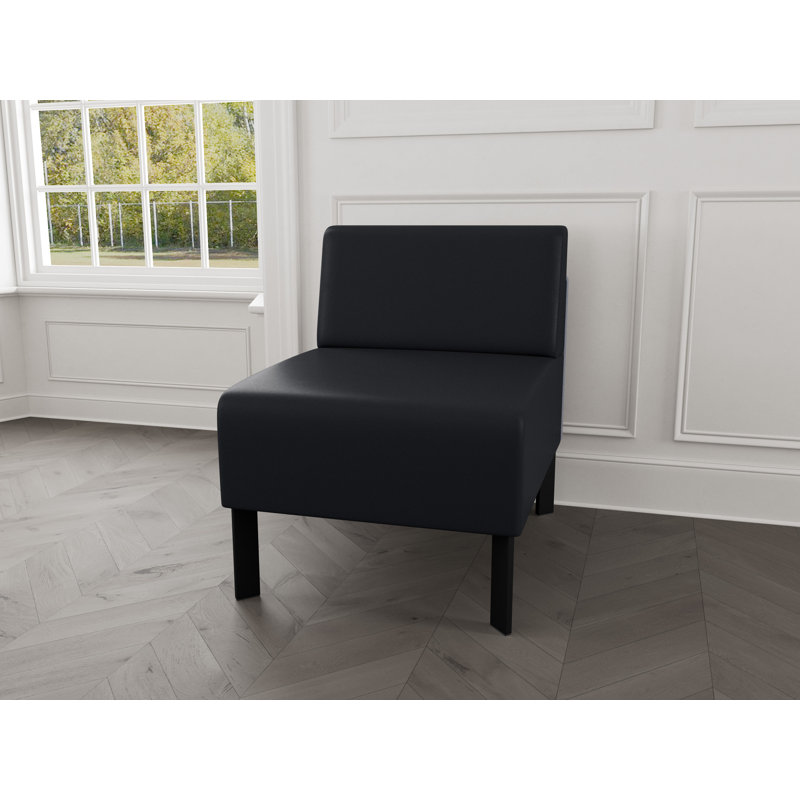 Chaise d'invité sans accoudoirs Luxe Lounge, Acier noir, Noir Modena