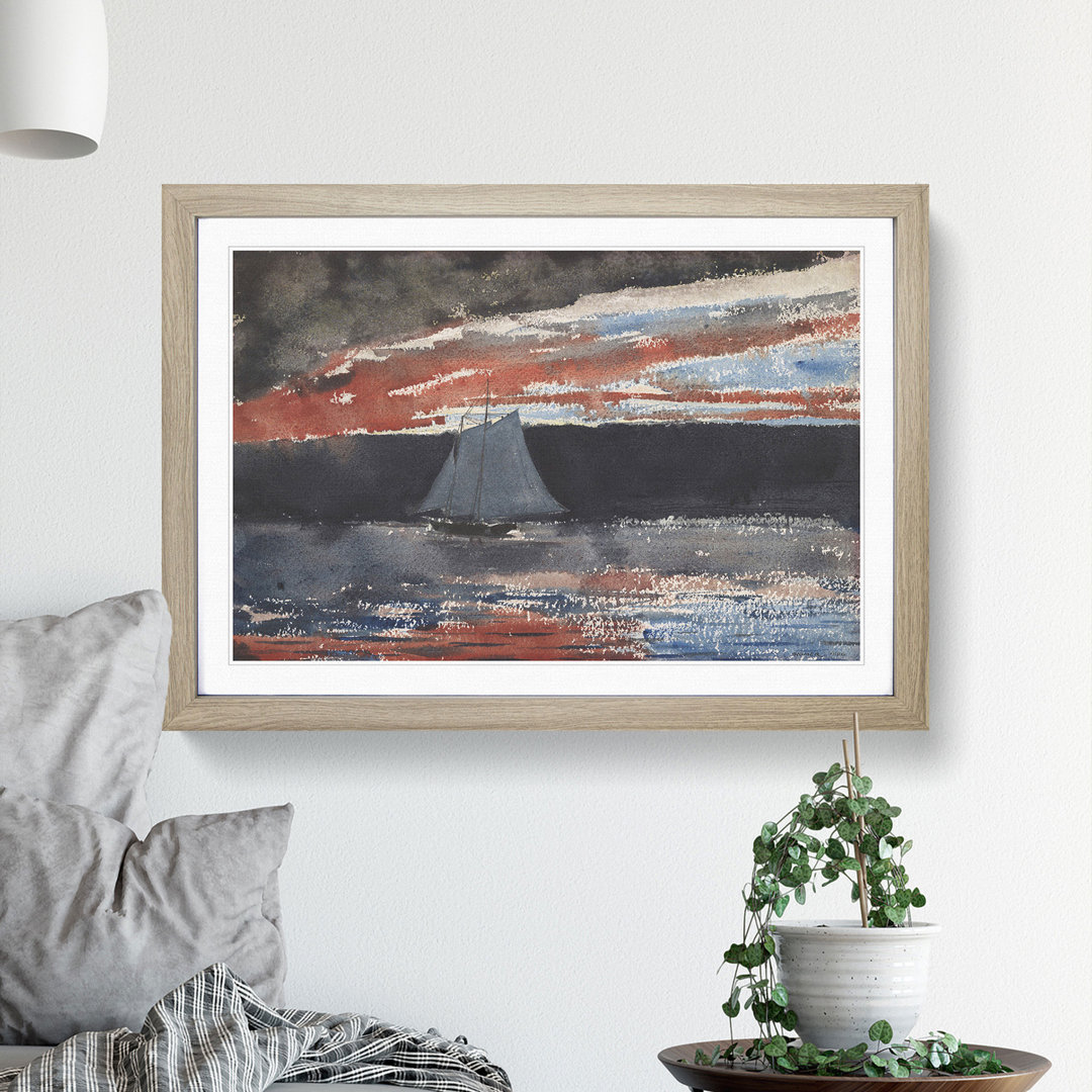 Schooner at Sunset by Winslow Homer - Picture Frame Painting