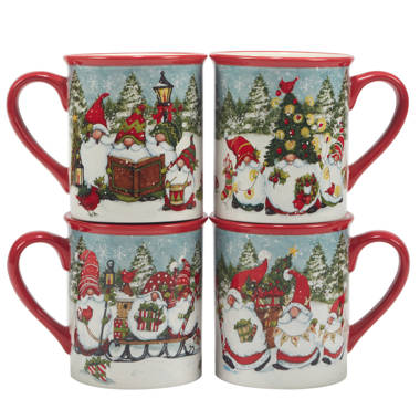 Certified International Holiday Magic Gingerbread Set Of 4 3-D Mug