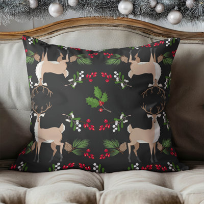 Botanical Deer Seasonal Indoor Throw Pillow