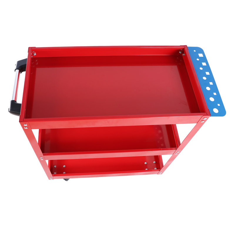 Chariot à outils robuste en acier à 3 niveaux - Chariot utilitaire d'une capacité de 450 lb avec roues pivotantes verrouillables, chariot de service industriel pour garage, atelier, entrepôt