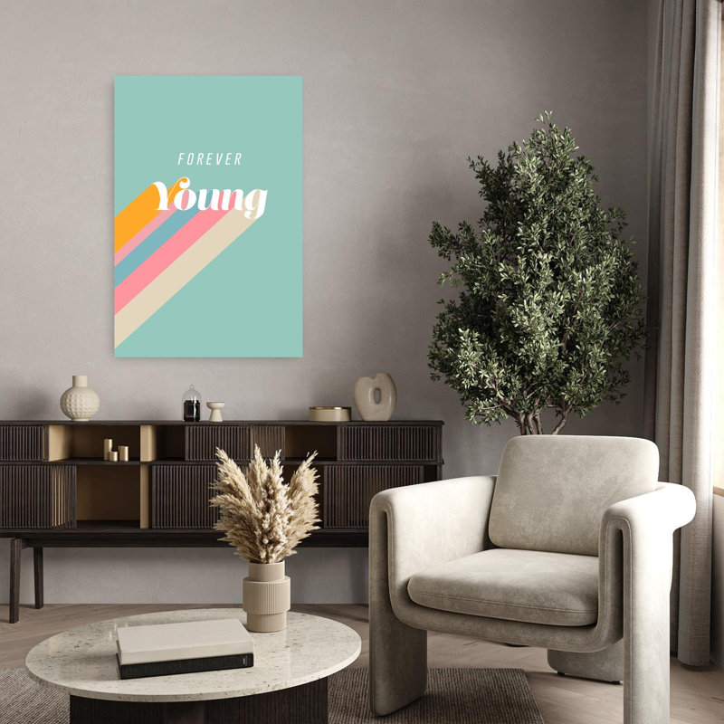 «Forever Young», impression d'art mural moderne et coloré abstrait, H 36 po x l 24 po