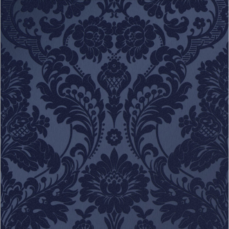 Gothic Damask Metallic Wallpaper Roll, Cobalt