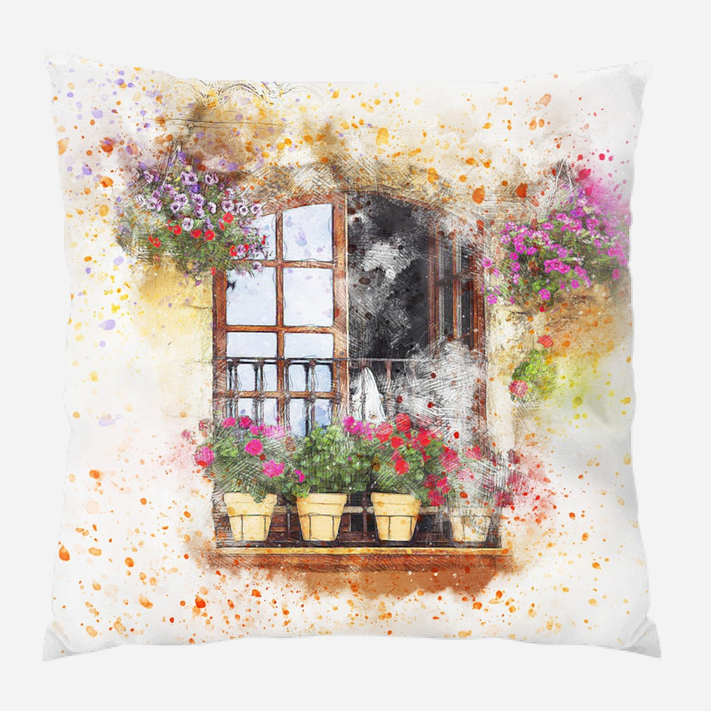 Housse et insert de coussin carré extérieur Easley, Microsuède, Intérieur 