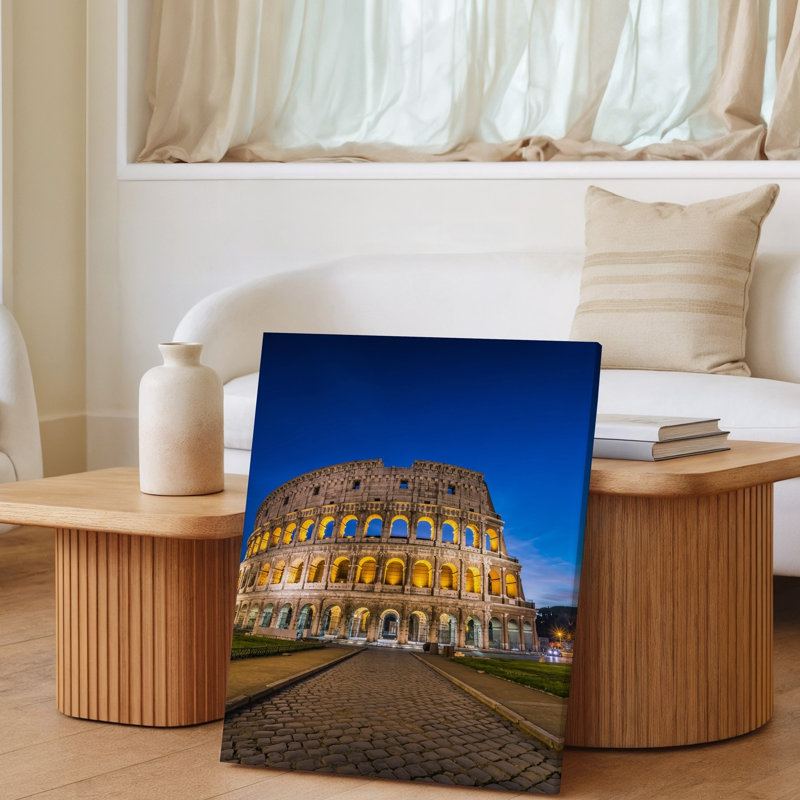 Art mural sur toile, "Vue panoramique du Colisée à Rome pendant le crépuscule", H 24 po x l 18 po