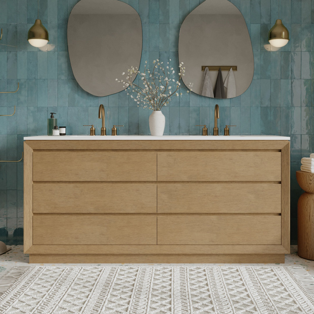 72'' Double Bathroom Vanity with Quartz Top Latitude Run®