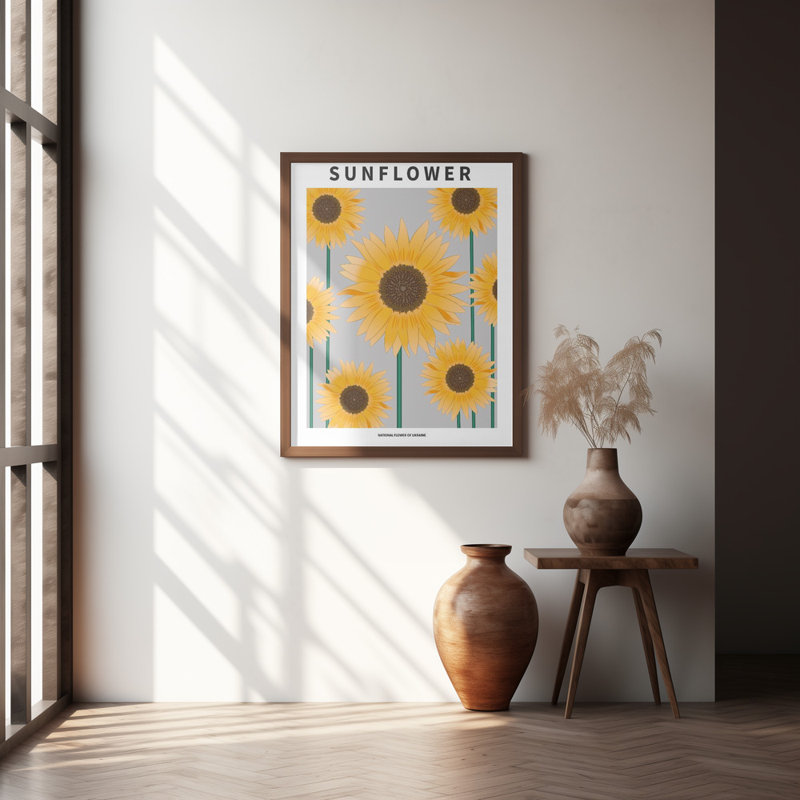 "Sunflower", art mural texturé encadré, Naturel, H 24 po x l 18 po