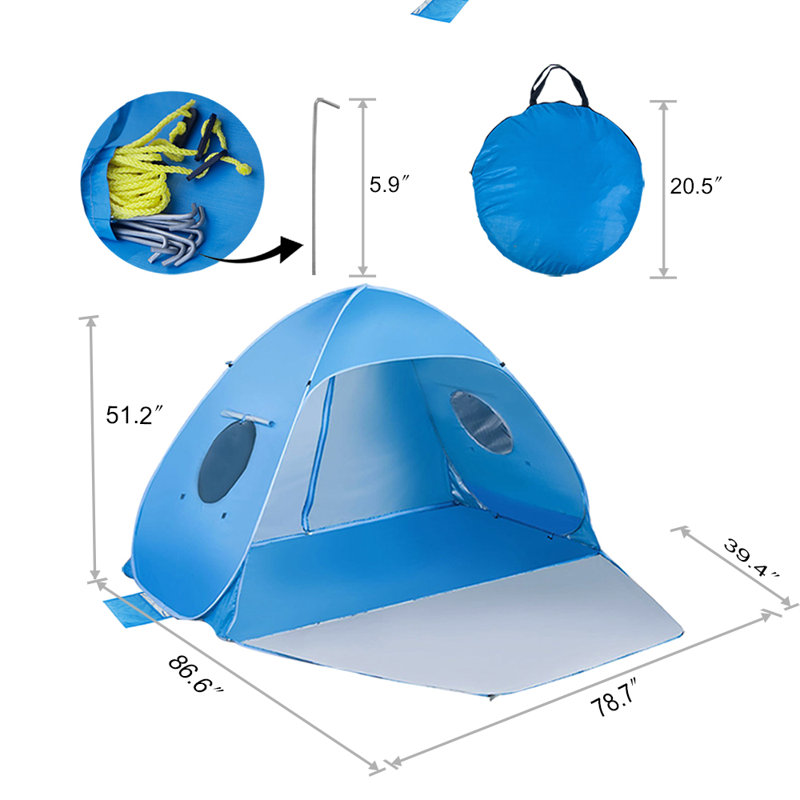 Tente 3 personnes Pop Up, Light Blue