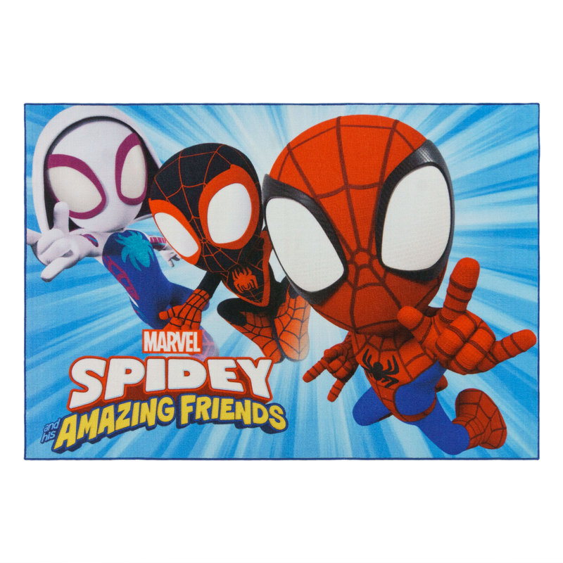 Tapis bleu antidérapant sous licence licencié Disney Marvel Spiderman and Friends