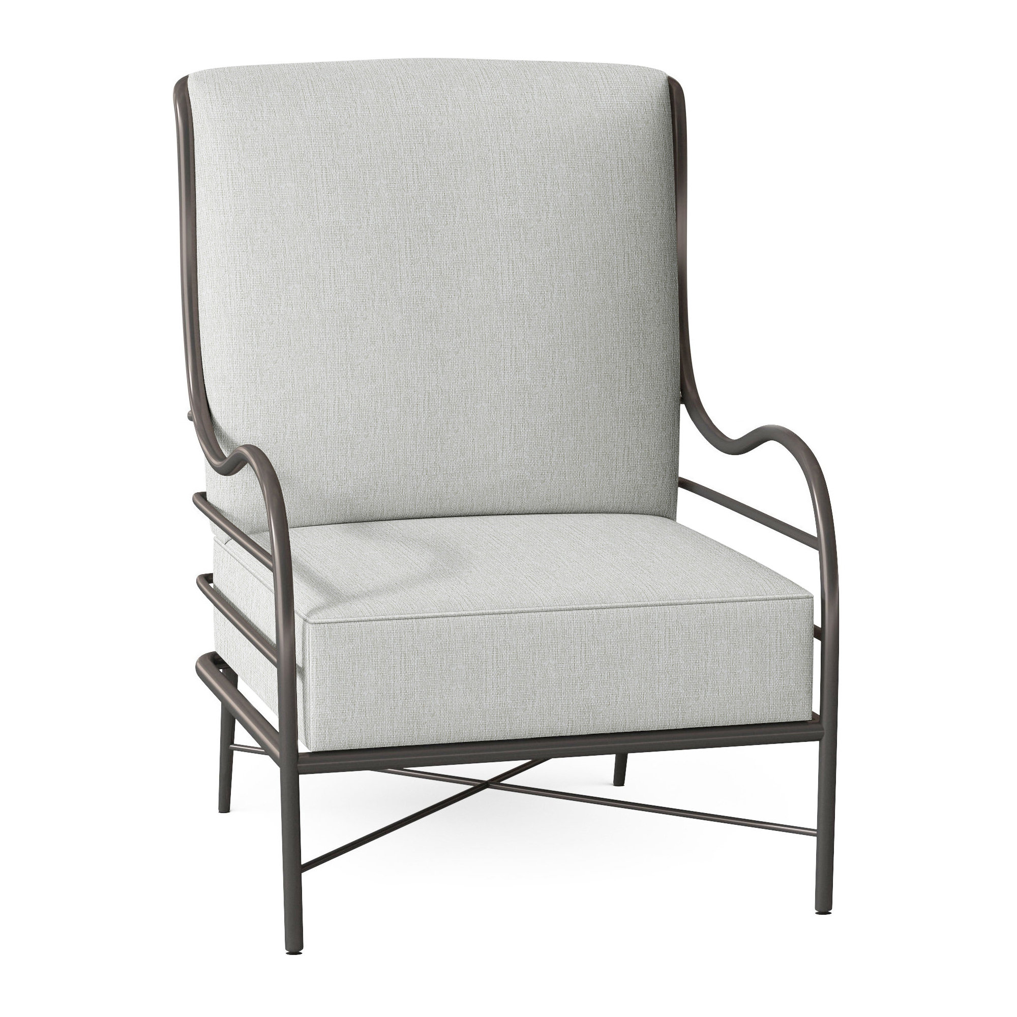 Carmel Wrought Aluminum Outdoor Lounge Chair, Linen Snow, Welt