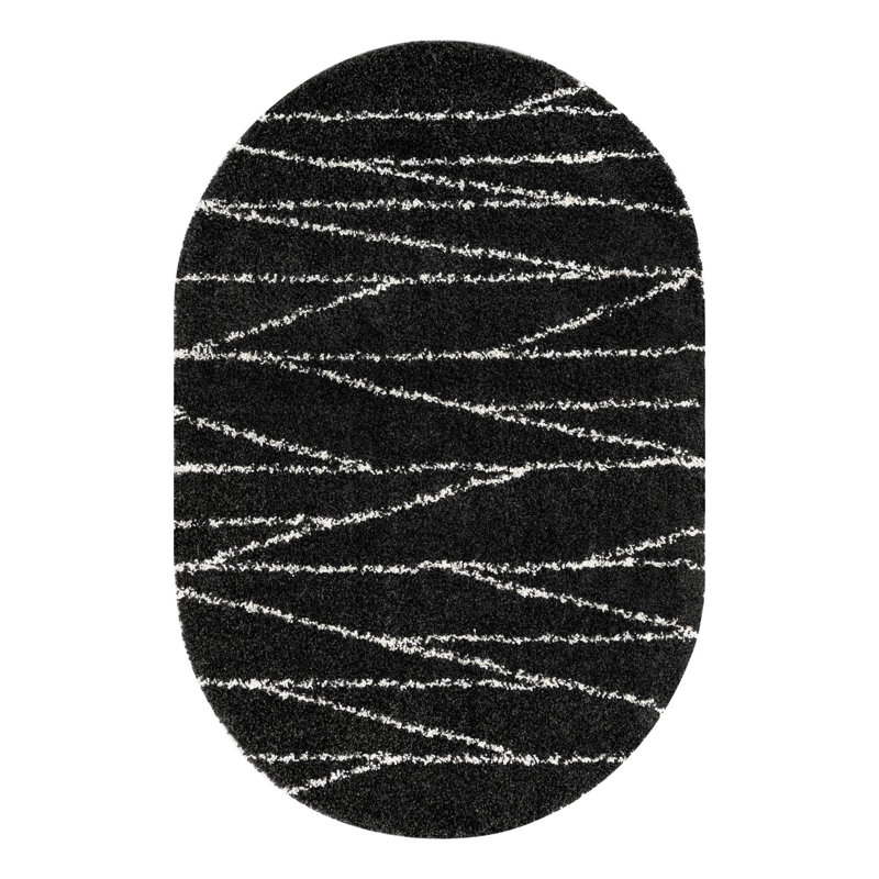Abrahams Geometric Indoor Rug, Oval 5'3" x 8'