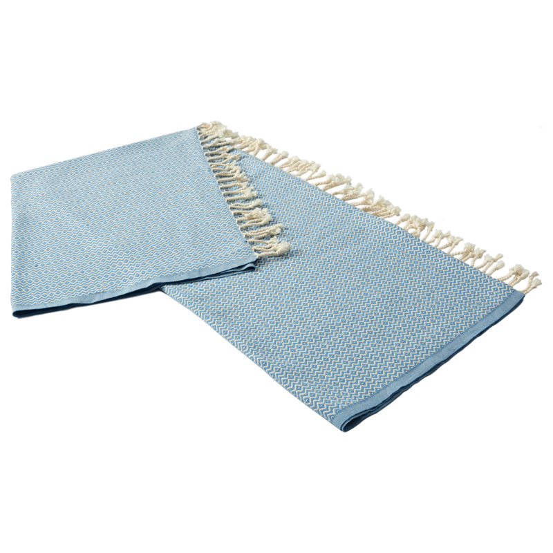 Jeté 100% coton Dacion, Bleu géométrique