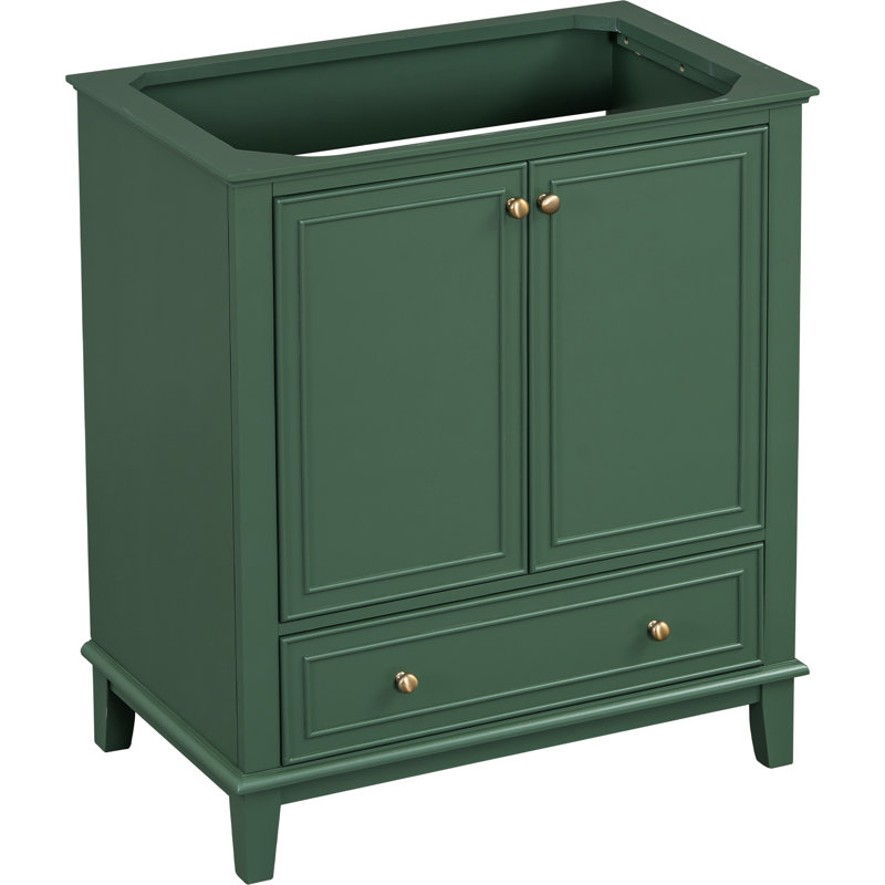 Dark 30" Bathroom Vanity Base, Solid Wood & Construction, Multi-Functional Cabinet With Door And Drawer, Adjustable Shelf, Assembly Base Only 30", , , Drawer Storage Options, Required