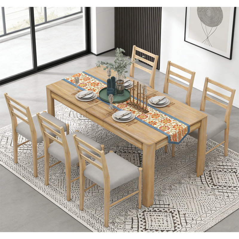 Red Barrel Studio Farmhouse 7-Piece Wooden Dining Table Set - Wayfair ...