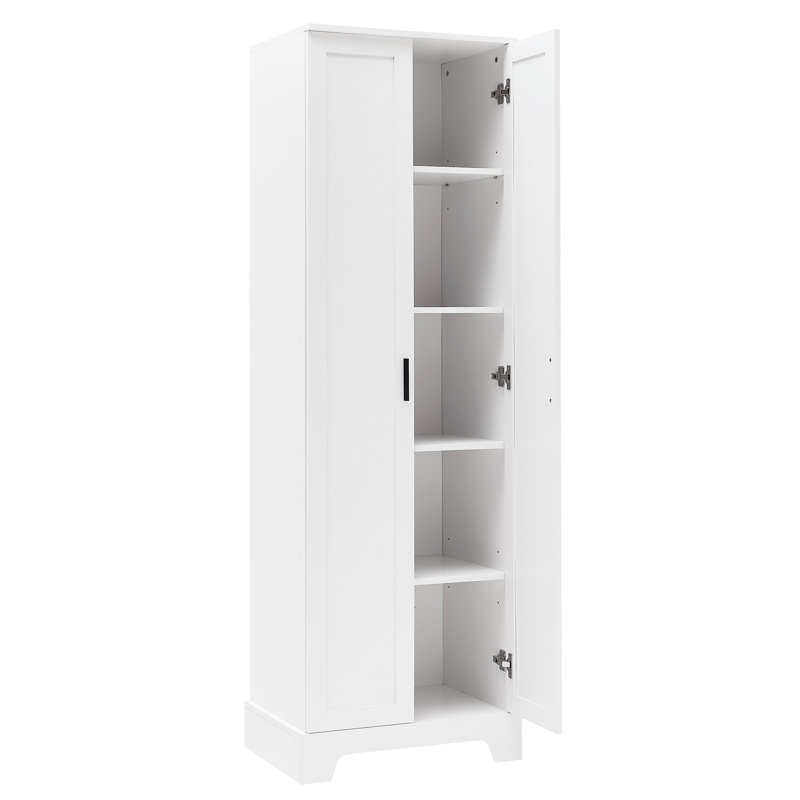 Armoire de rangement de 71,2 po de hauteur avec deux portes pour la salle de bain, Blanc
