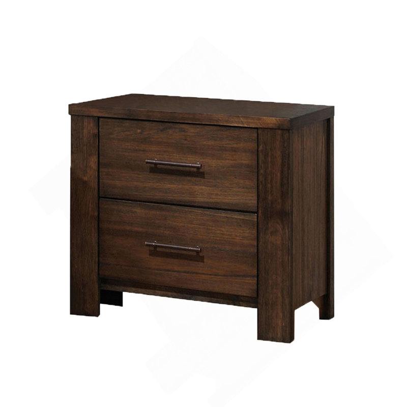 Table de chevet en bois avec 2 tiroirs au fini chêne