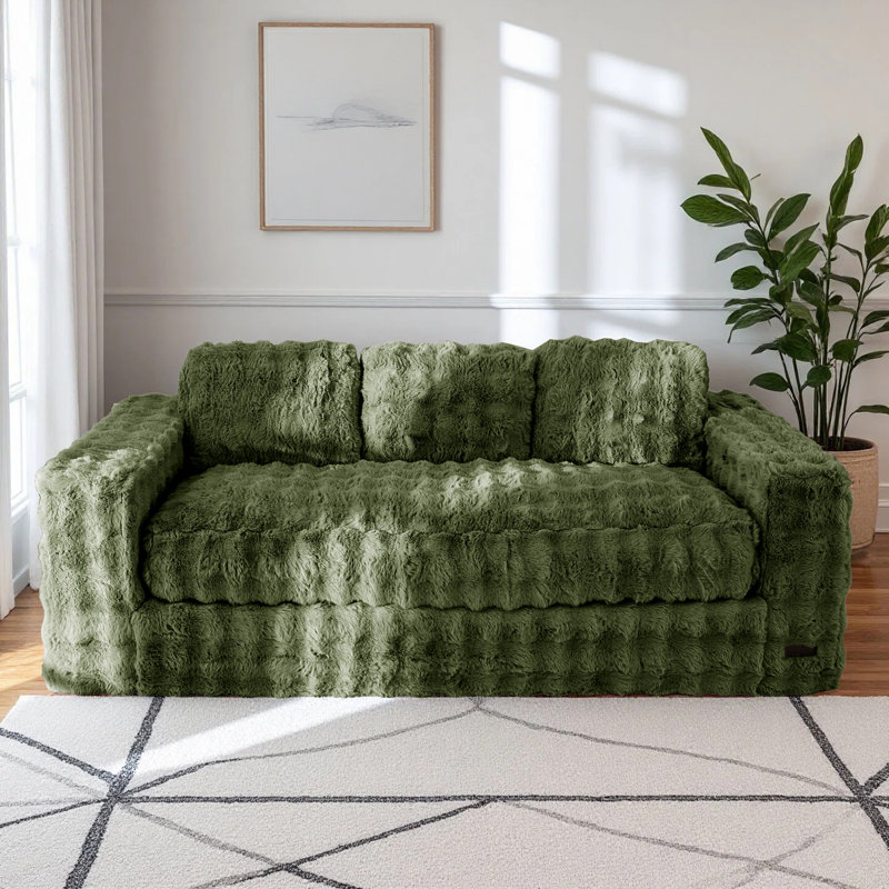 Boneless 74.8" Upholstered Sofa Couch, Green