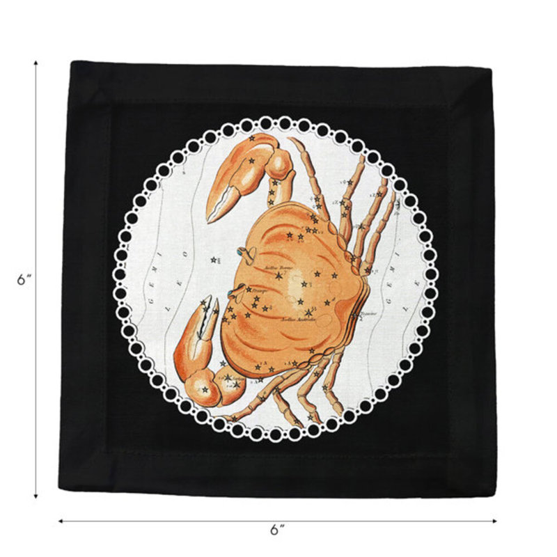 Serviette de table en satin de coton Zodiac Cancer, Noir