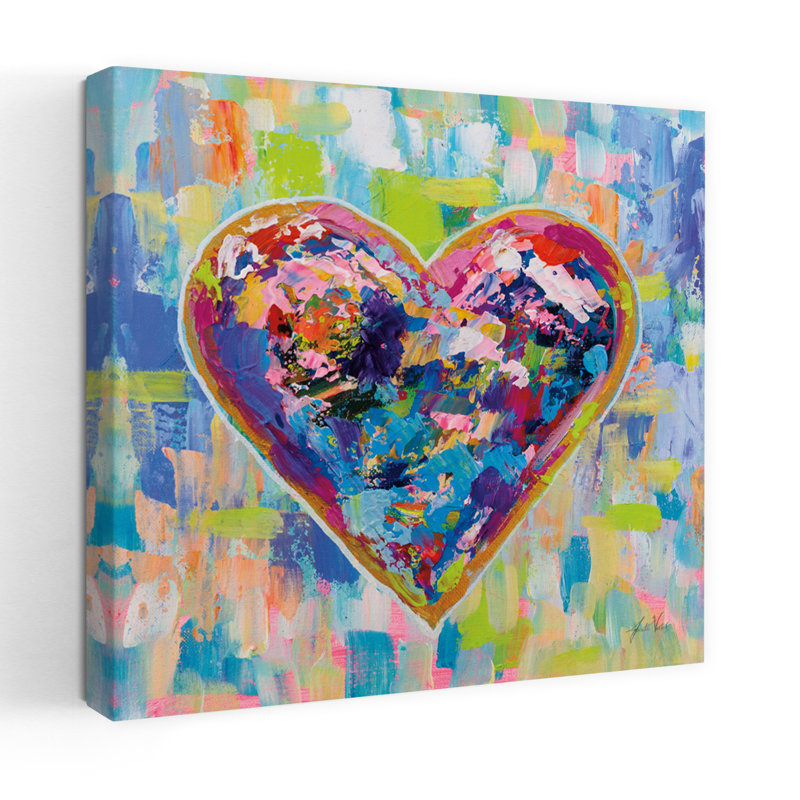 Amour contemporain après le chagrin V2 avec art abstrait bleu, H 18 po x l 18 po