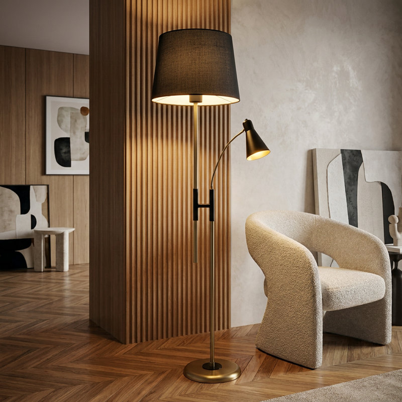 Meridian Black Drum Shade Floor Lamp