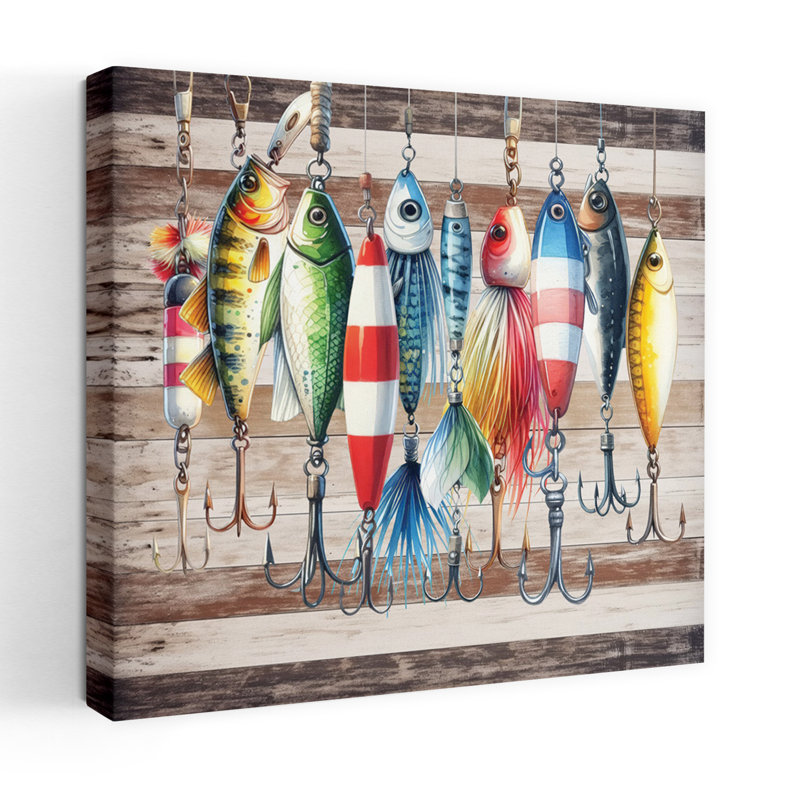 Lake Life Lures, art contemporain, H 18 po x l 18 po
