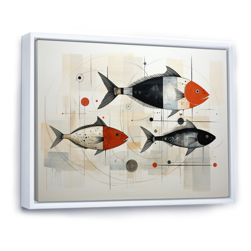 " Fishing Minimalist Marine ", 12" H x 20" W x 1" D, White Floater Framed