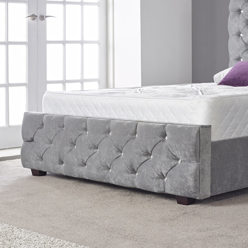 Joel Upholstered Bed, Single (3'), Silver
