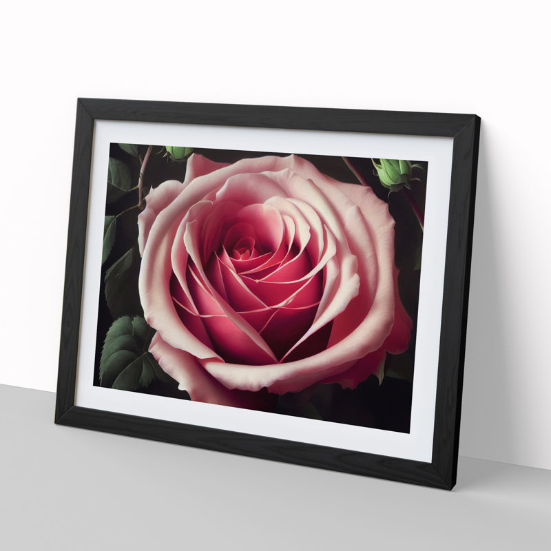 Sparkling Rose Flower - Framed Print, Black, 46cm H x 64cm W x 2cm D