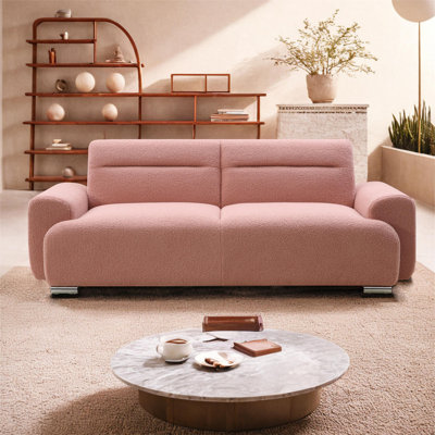 3-Seater Convertible Sofa Bed – Teddy Fleece Fabric In Pink