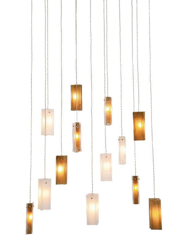 13 - Light Pendant, Amber, 72'' H X 26'' W X 12'' D, 13